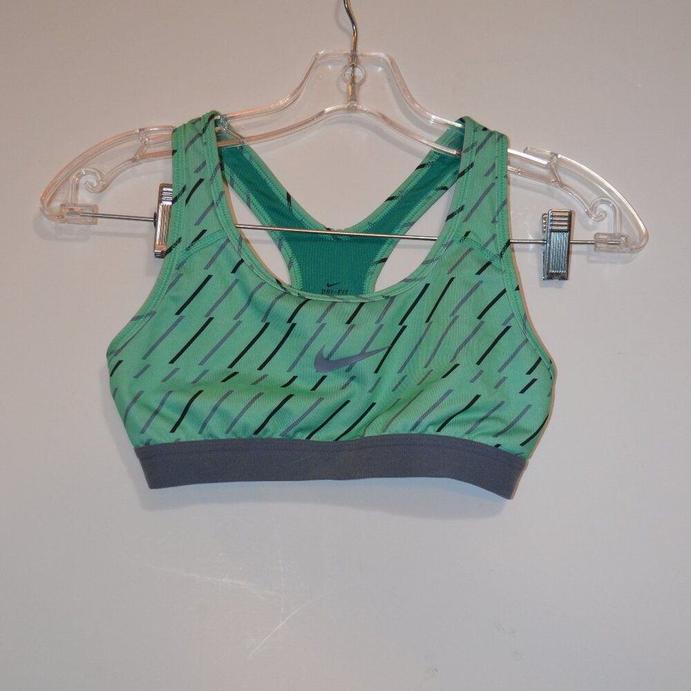 NIKE Better Fit DRI-FIT Neon Green-Grey Sport Active Wear Stretchy Crop Top XS